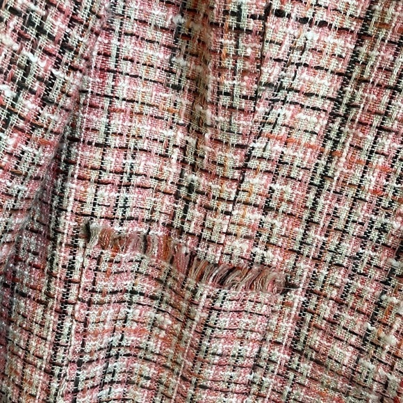 Emma James Pink, White and Black Iconic Parisian Style Plaid Tweed Blazer - Picture 7 of 14